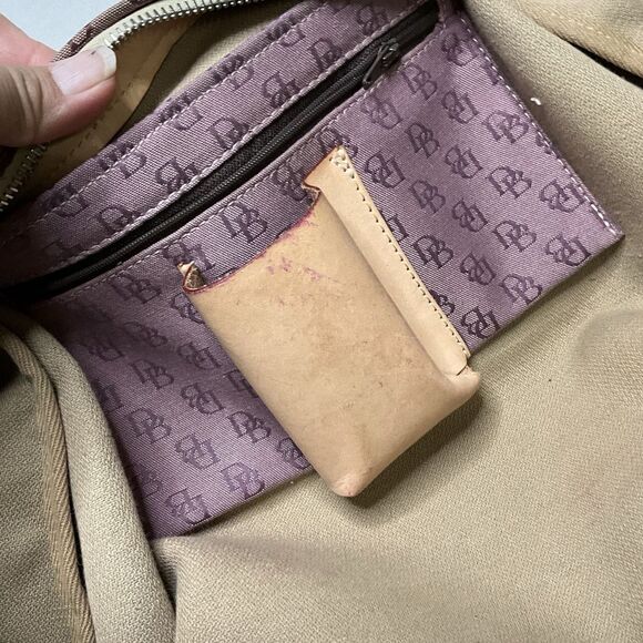 Dooney & Bourke Shoulder Bag Hobo Purse Signature Logo Canvas DB Leather Satchel - Picture 14 of 14